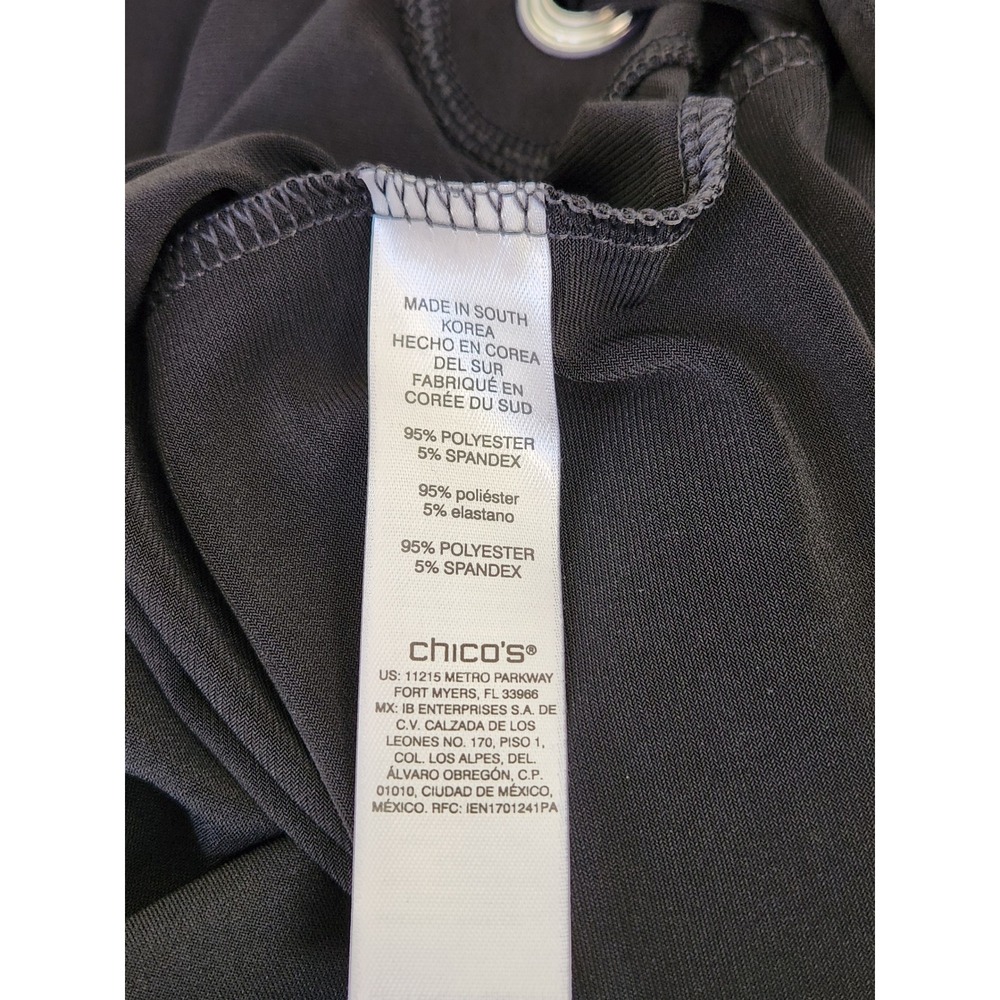 Chico's Estella Side Tie Top Women 3/XL Black Short Sleeve Knit Scoop Neck - Picture 5 of 7